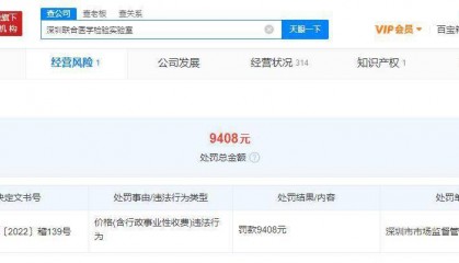 深圳联合医学实验室因价格违法被罚