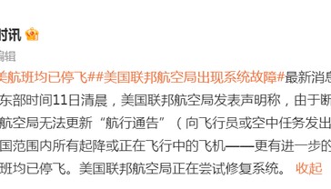 突发！美媒：全美航班均已停飞