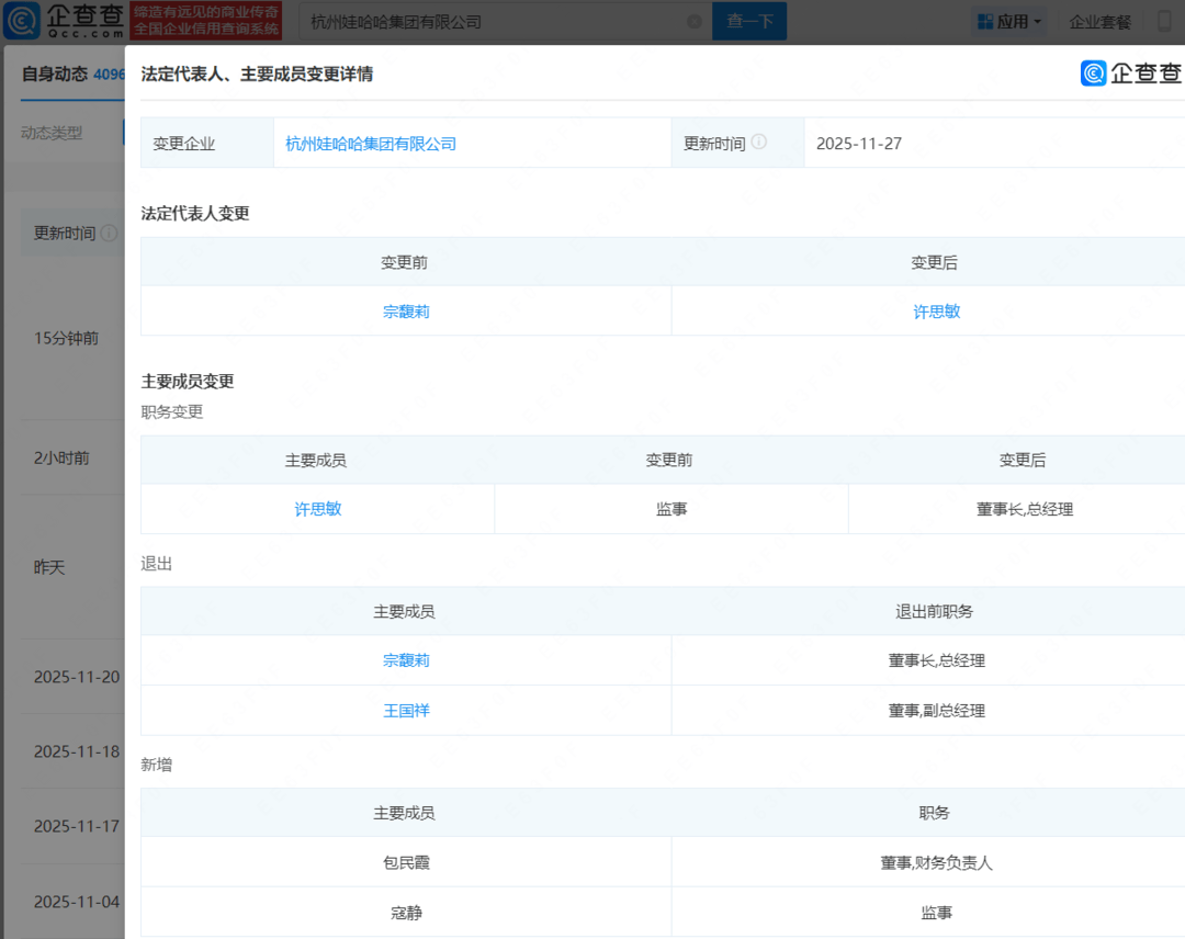 宗馥莉卸任娃哈哈集团董事长 年仅31岁许思敏接任全面掌舵